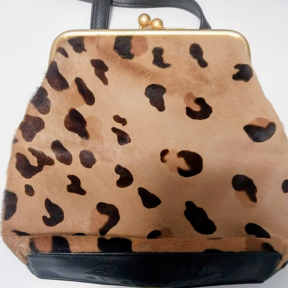Vintage Americana by Sharif Black Leather/Calf Hair CROSSBODY Purse / Bag 9X10X3